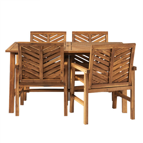 Vincent Brown Solid Acacia Wood Patio Dining Set, 5-Piece, image 2