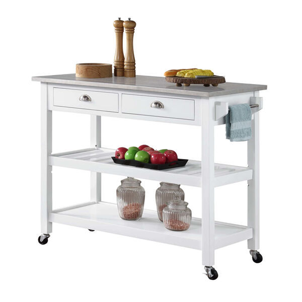 American Heritage 3 Tier Stainless Steel Kitchen Cart with Drawers, image 2