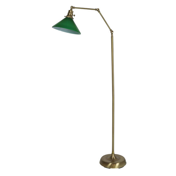 Otis Antique Brass 49-Inch One-Light Floor Lamp with Green Shade, image 1