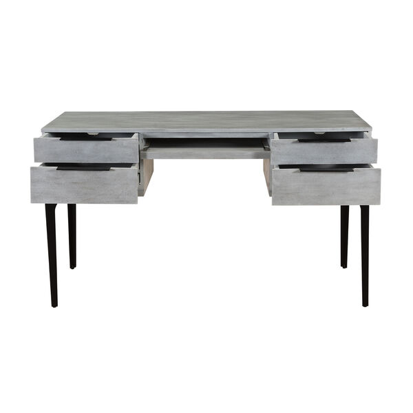 Gray and Black Four Drawer Writing Desk, image 4