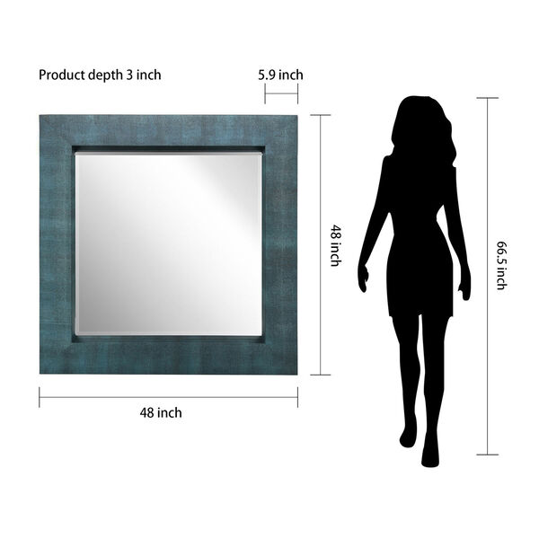 Shagreen Blue 48 x 48-Inch Beveled Wall Mirror, image 4