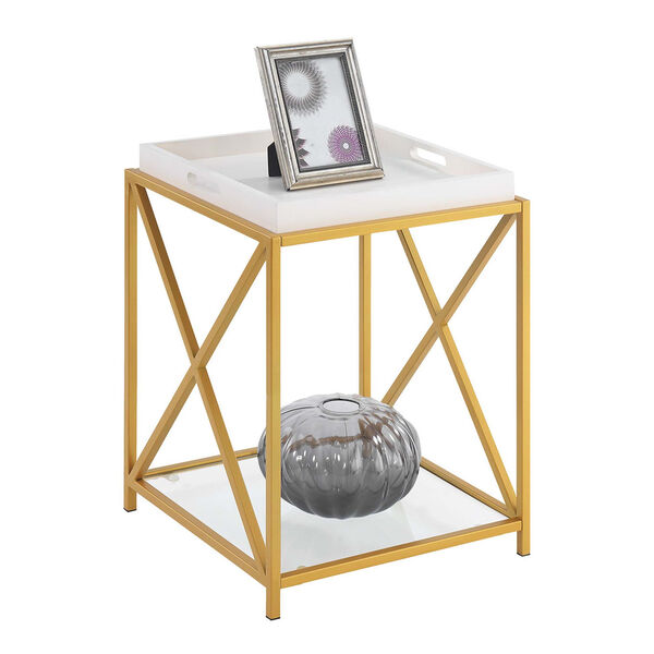 St. Andrews White and Gold 18-Inch End Table, image 2