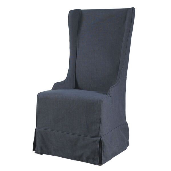 Atlantic Beach Charcoal Linen Wing Dining Chair, image 2