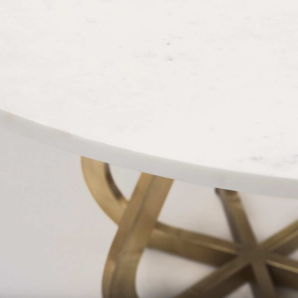 Laurent Marble Top Gold Metal Base Dining Table, image 6