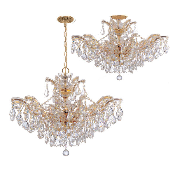 Maria Theresa Polished Gold Six-Light Convertible Chandelier with Hand Polished Crystals, image 3