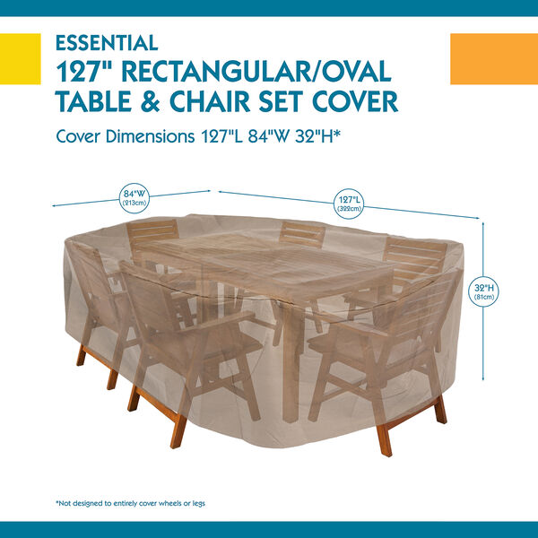 Essential Latte 127 In. Rectangular Oval Patio Table with Chairs Set Cover, image 3
