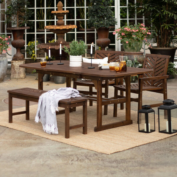 Dark Brown 35-Inch Four-Piece Extendable Outdoor Dining Set, image 1
