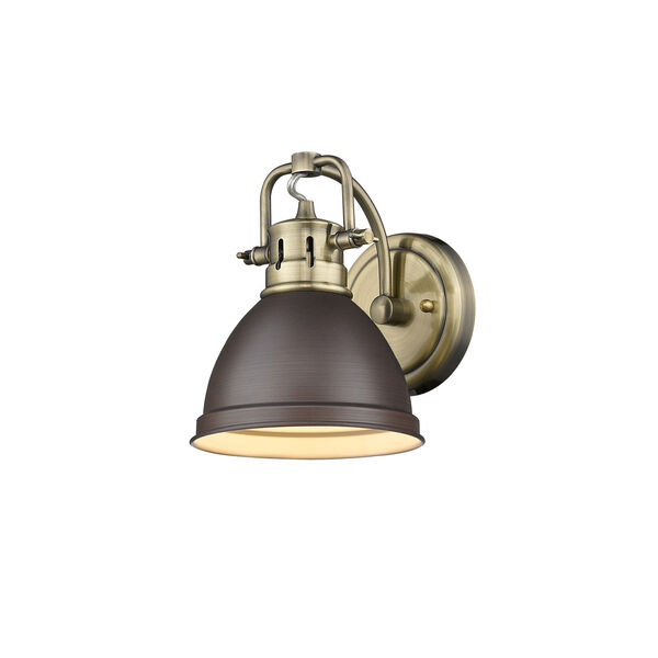 Duncan Aged Brass One-Light Bath Vanity with Rubbed Bronze Shade, image 2