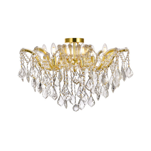 Maria Theresa Gold 24-Inch Six-Light Flush Mount with Clear Royal Cut Crystal, image 1