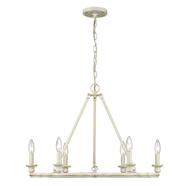Saxon French White 27-Inch Six-Light Chandelier, image 3