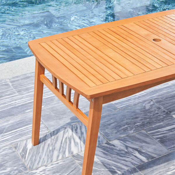 Kapalua Oil-Rubbed Honey Eucalyptus Wooden Outdoor Dining Table with Umbrella Hole, image 5