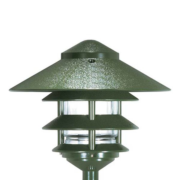 Green One-Light Three-Tier Outdoor Path Light with Large Hood, image 1