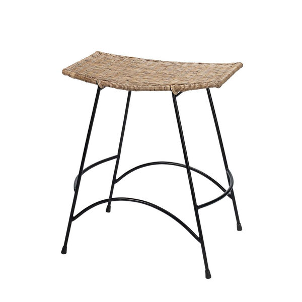 Wing Natural Rattan and Black Steel Counter Stool, image 1