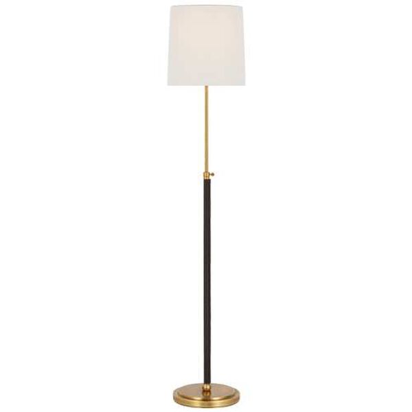 Bryant Antique Brass and Chocolate One-Light Floor Lamp with Linen Shade by Thomas O'Brien, image 1