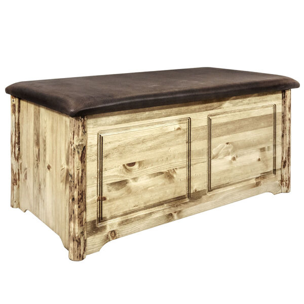 Glacier Country Stain and Lacquer Blanket Chest with Saddle Upholstery, image 1