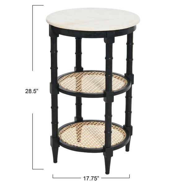 Black Mango Wood and Woven Cane Side Table, image 6