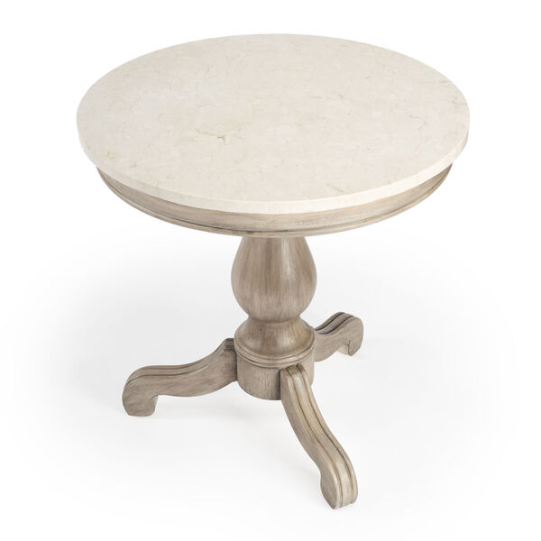 Danielle Sandalwood Beige Marble Pedestal Accent Table, image 1