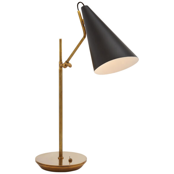 Clemente Table Lamp in Hand-Rubbed Antique Brass with Black by AERIN, image 1