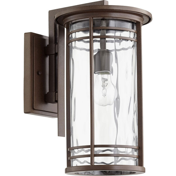 Larson Oiled Bronze with Clear Hammered Glass 9-Inch One-Light Outdoor Wall Mount, image 1
