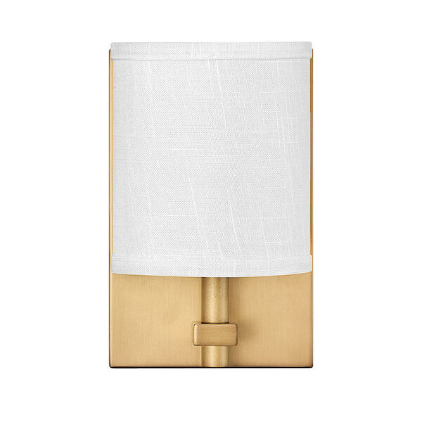 Avenue Heritage Brass One-Light LED Wall Sconce with Off White Linen Shade, image 2