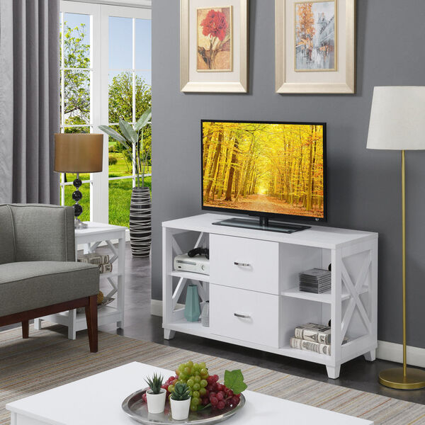 Oxford Deluxe White 2 Drawer TV Stand, image 2