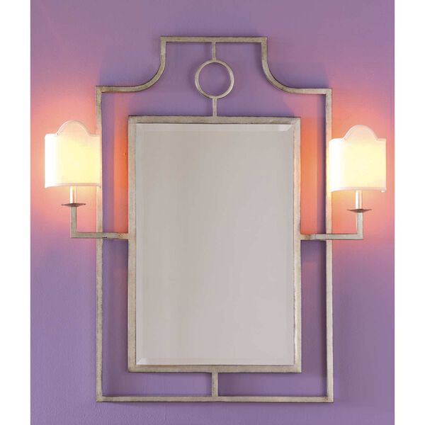 Doheny Silver 42 x 46 Inch Wall Mirror with Sconces, image 2