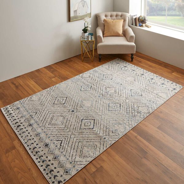Camellia Ivory Blue Gray Rectangular 4 Ft. 3 In. x 6 Ft. 3 In. Area Rug, image 2