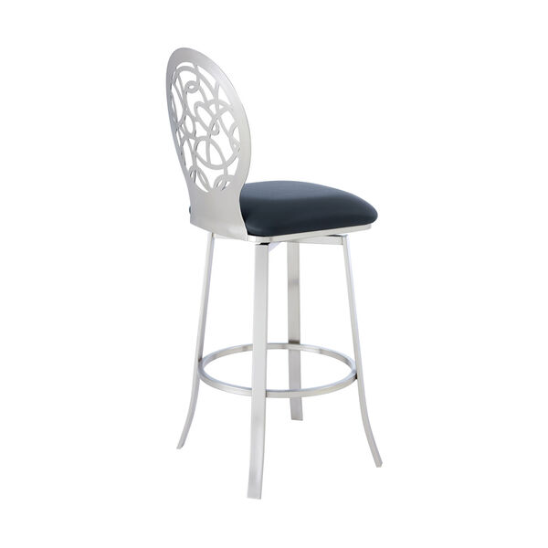 Lotus Gray and Stainless Steel 30-Inch Bar Stool, image 3