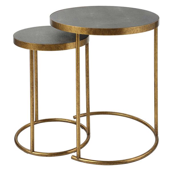 Aragon Burnished Brass and Gray Nesting Tables, Set of 2, image 4