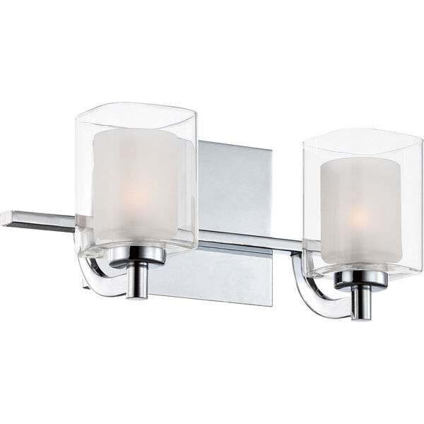 Kolt Polished Chrome Two-Light LED Vanity with Outer Clear Glass, image 1