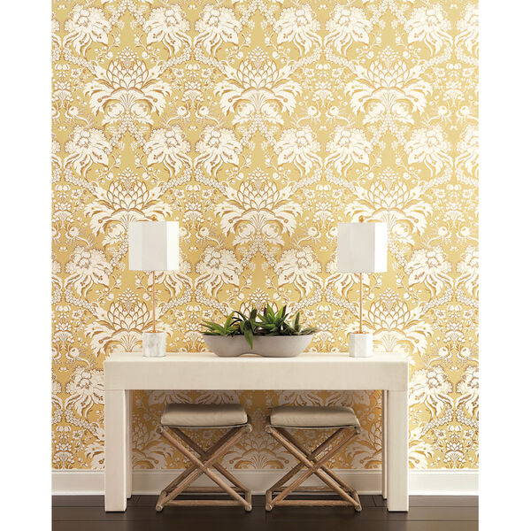 Damask Resource Library Yellow 27 In. x 27 Ft. French Artichoke Wallpaper, image 1