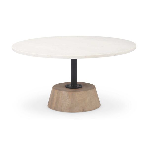 Maxwell Marble Top Pedestal Base Round Coffee Table, image 1