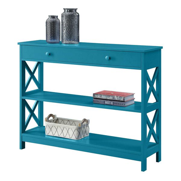 Oxford One Drawer Console Table in Teal Blue, image 6