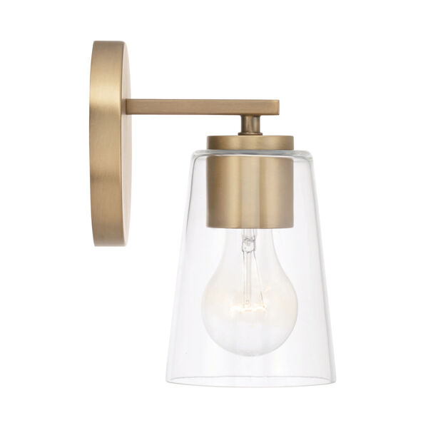 Portman Aged Brass One-Light Sconce with Clear Glass, image 5