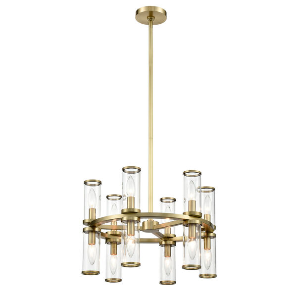 Revolve Natural Brass 19-Inch 12-Light Chandelier with Clear Glass, image 1