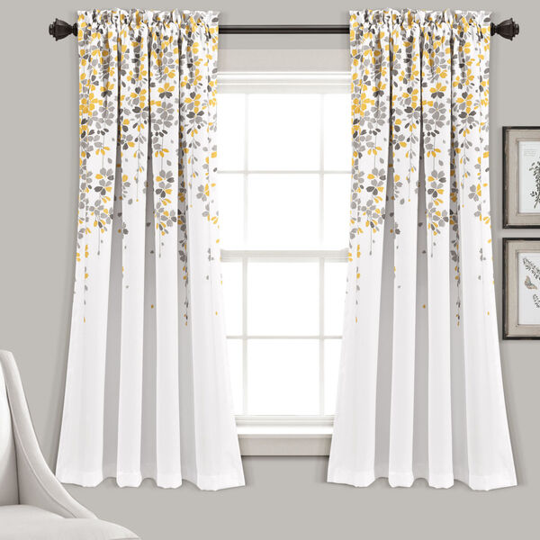 Lush Decor Weeping Flower Yellow And, Yellow And Gray Curtains