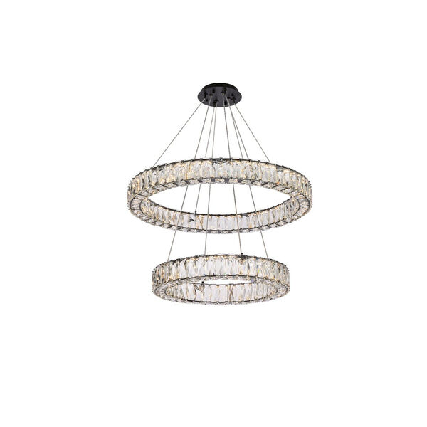 Monroe Black 28-Inch Integrated LED Double Ring Chandelier, image 1