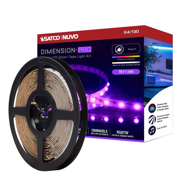Dimension Pro Tunable White 16-Feet Integrated LED Tape Light Strip with Plug Connection, image 1