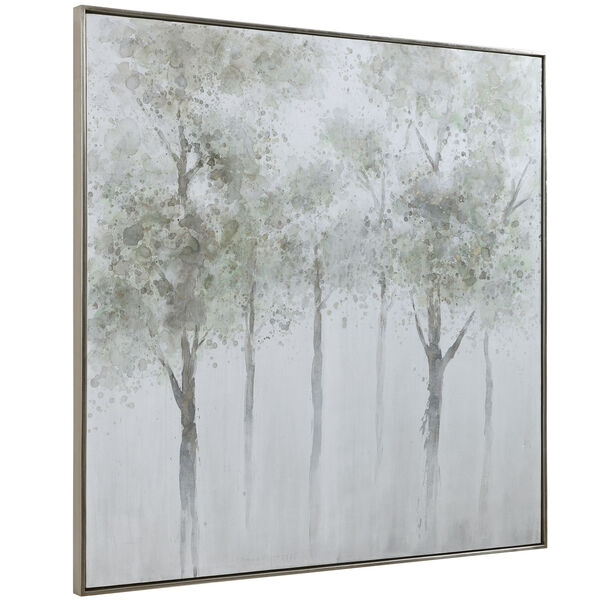 Calm Forest Green, Yellow, Gray, and White Landscape Art, image 3
