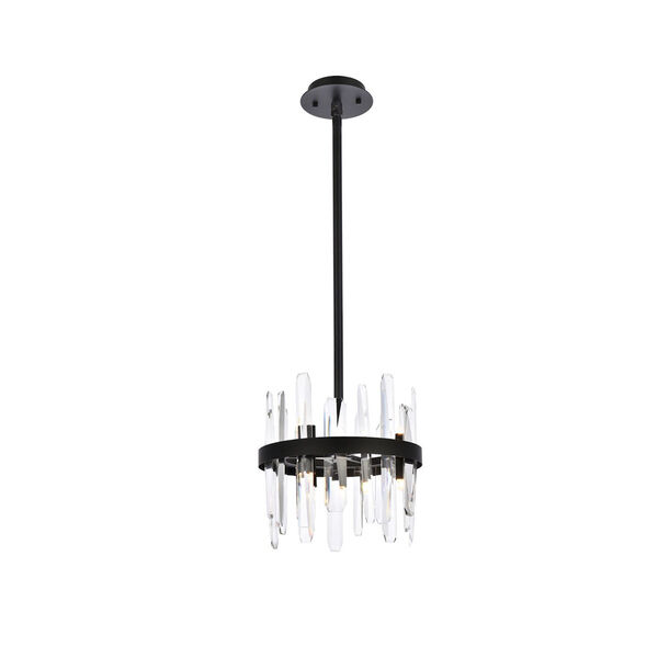 Serena Black and Clear 12-Inch Round Pendant, image 1