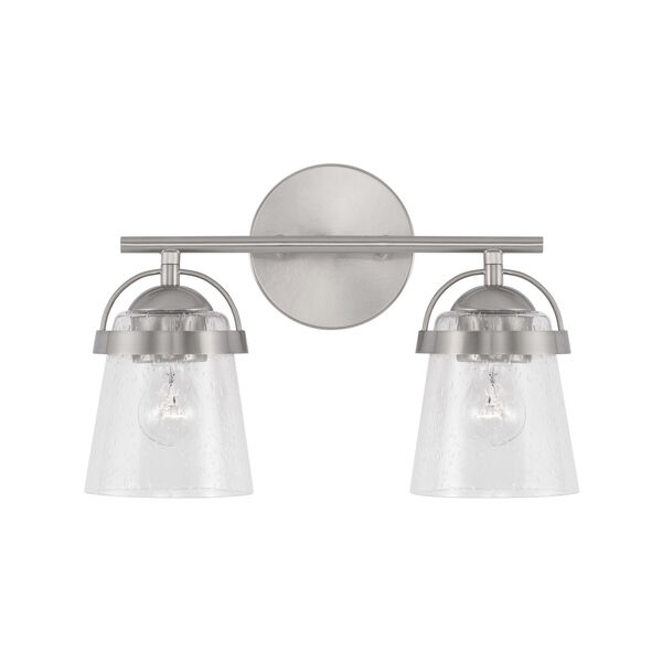 HomePlace Madison Brushed Nickel Two-Light Vanity with Clear Seeded Glass, image 4