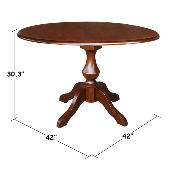 Espresso 30-Inch Round Pedestal Dual Drop Leaf Dining Table, image 5