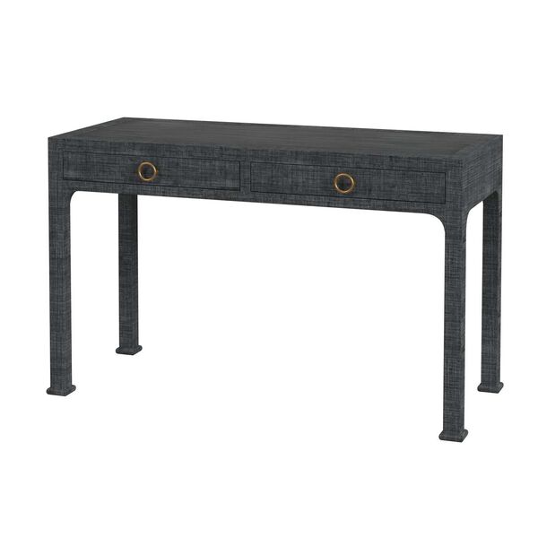 Chatham Charcoal Raffia  and Wood Two--Drawer Desk, image 1