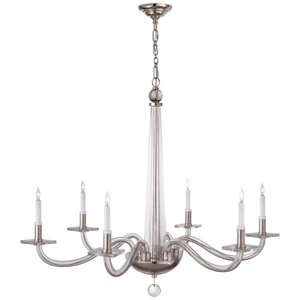 Robinson Large Chandelier in Polished Nickel and Clear Glass by Chapman and Myers, image 1