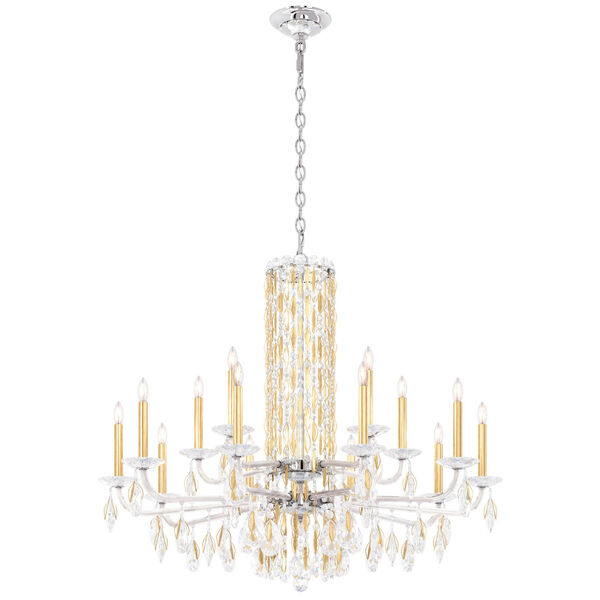 Sarella Heirloom Gold 41-Inch 15-Light Chandelier with Clear Heritage Crystal, image 1