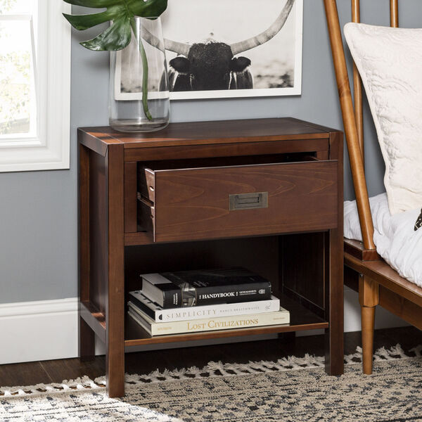 Lydia Walnut Nightstand with One Drawer, image 3