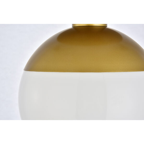 Eclipse Brass and Frosted White Eight-Inch One-Light Semi-Flush Mount, image 4