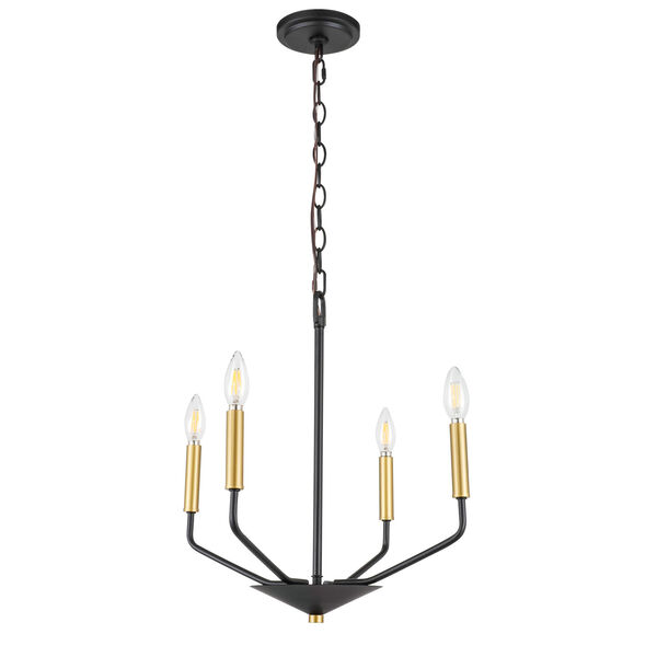 Enzo Black and Brass Four-Light Pendant, image 5