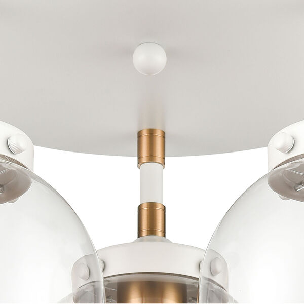 Boudreaux Matte White and Satin Brass Three-Light Semi Flush Mount, image 4