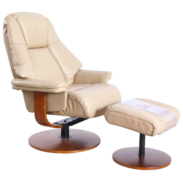 Loring Walnut Tan Breathable Air Leather Manual Recliner with Ottoman, image 2